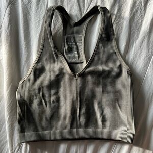 FP Movement Ribbed V-Neck Racerback Bralette - Green
